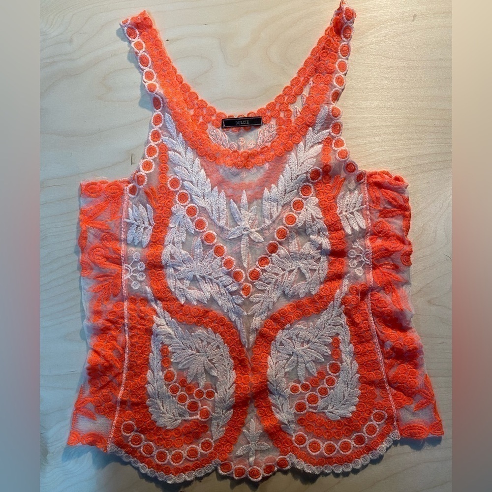 Dulcie Sheer Embroidered Tank size Medium (GK)